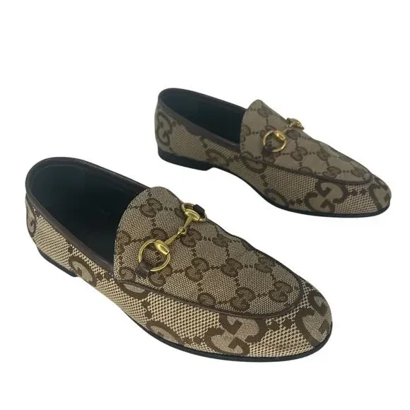 Gucci Jordaan Loafers GG Monogram Canvas in Rosewood with Leather Trim - Picture 4 of 16